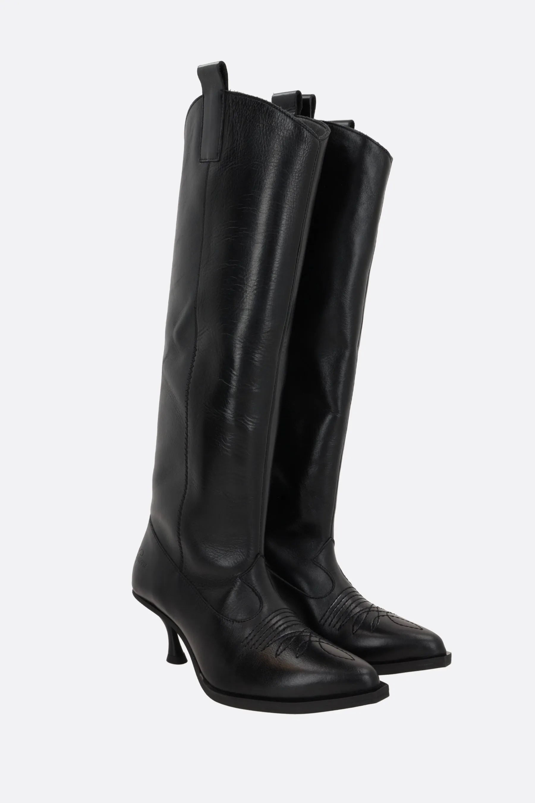 smooth leather western boots