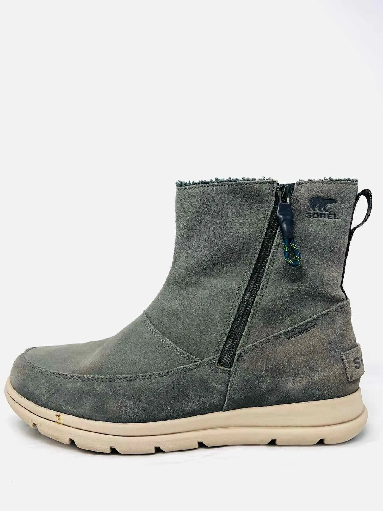 Sorel Size 9 Olive Zipper Suede Shoes Ankle Boots