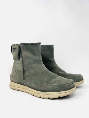 Sorel Size 9 Olive Zipper Suede Shoes Ankle Boots