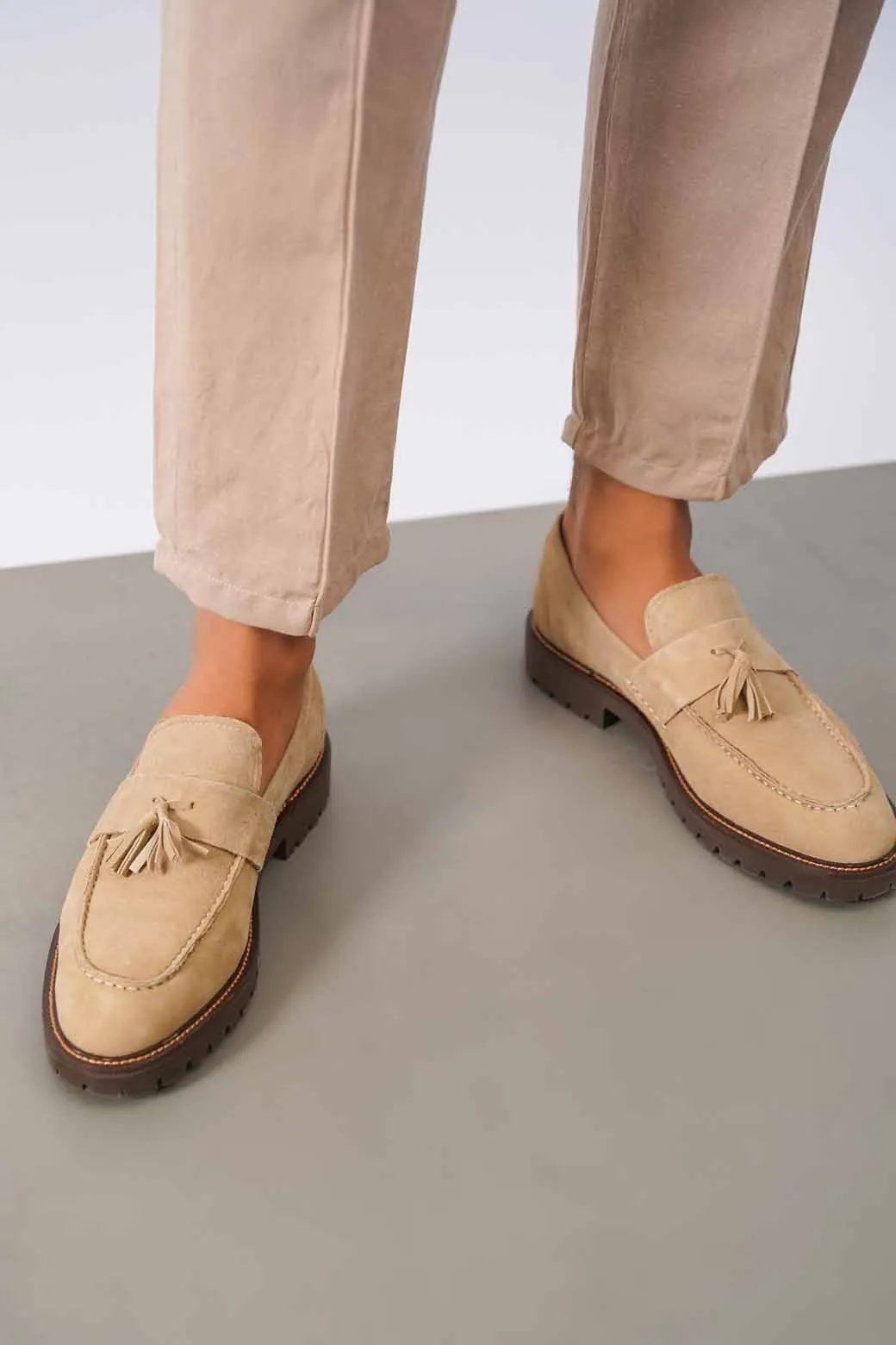 SUEDE TASSEL LOAFERS