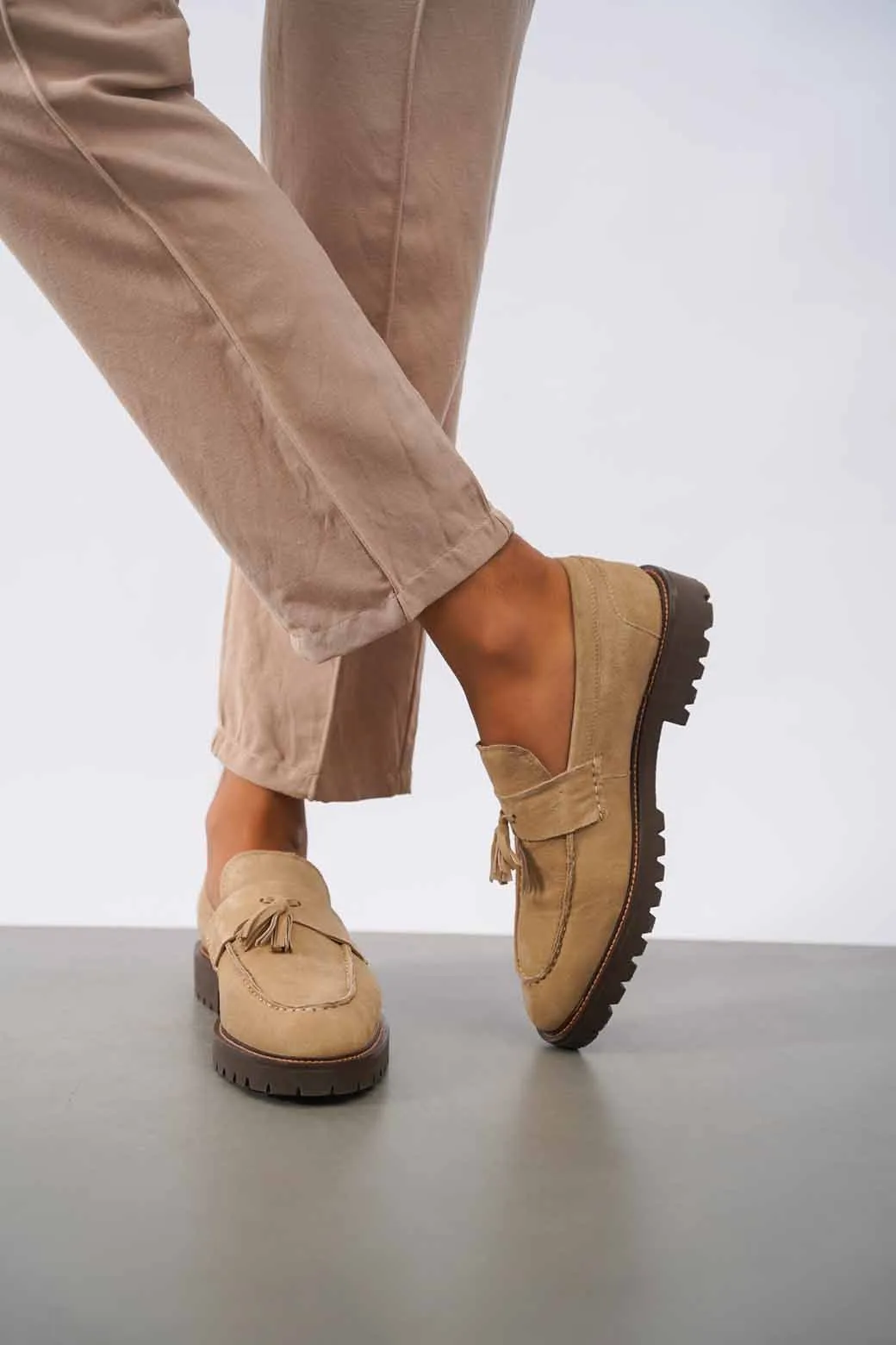 SUEDE TASSEL LOAFERS