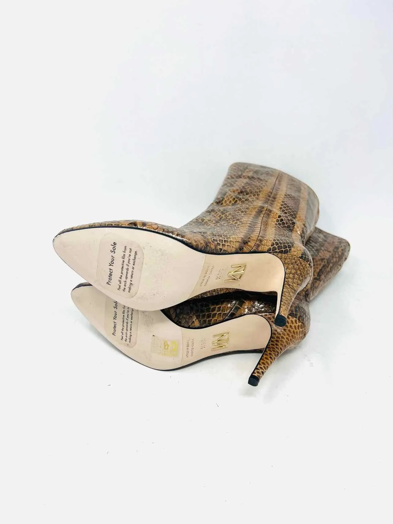 Tamara Mellon Size 6 Caramel/Black Snake Skin Leather Designer Boots