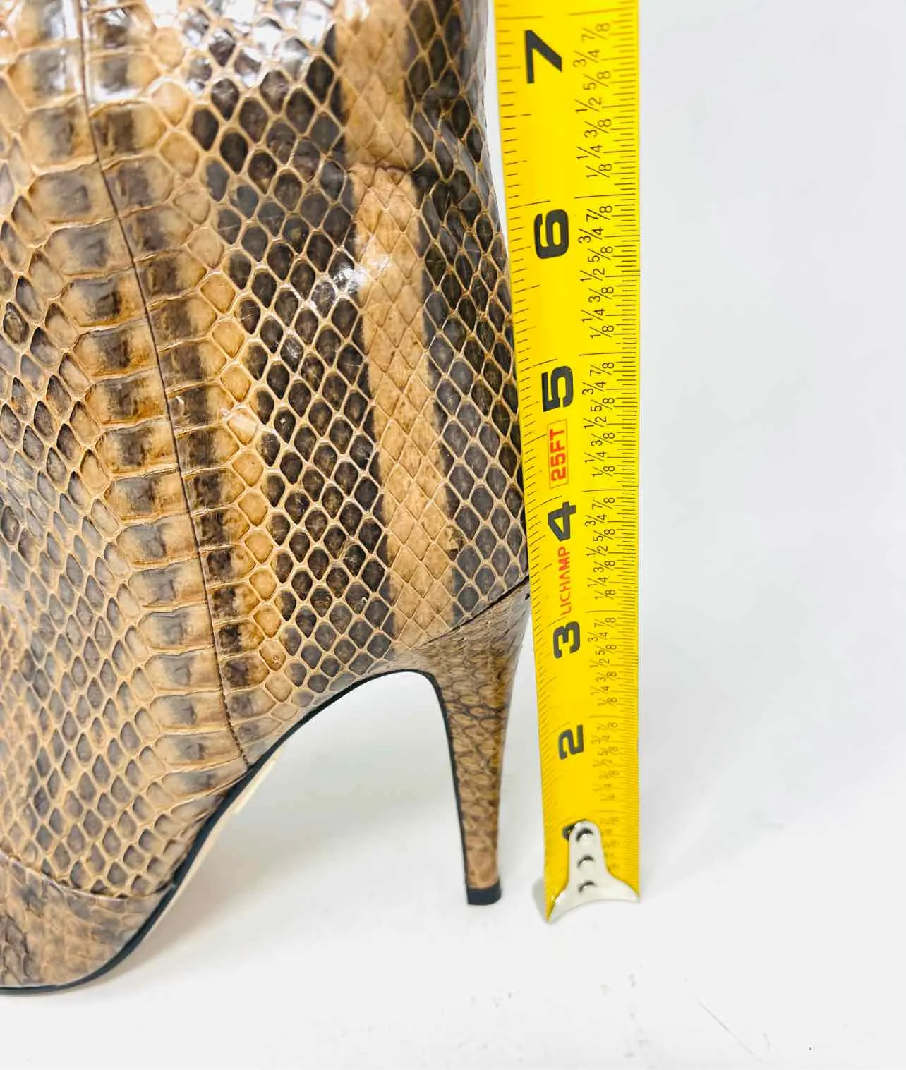 Tamara Mellon Size 6 Caramel/Black Snake Skin Leather Designer Boots