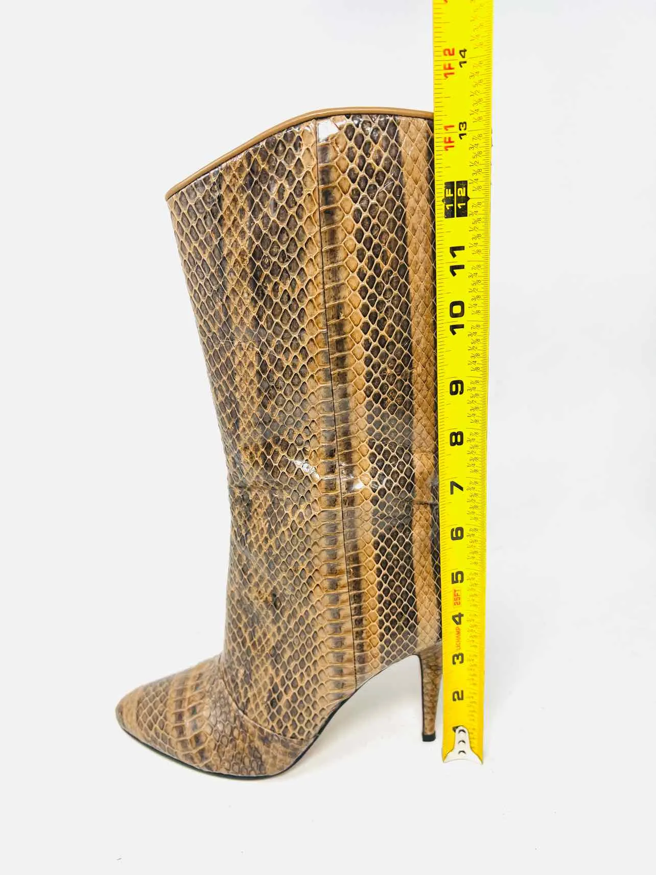 Tamara Mellon Size 6 Caramel/Black Snake Skin Leather Designer Boots