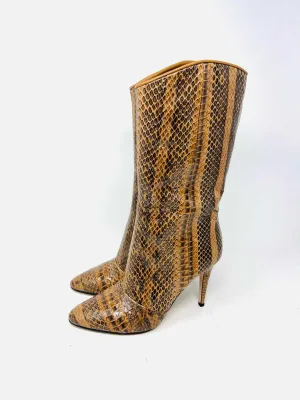 Tamara Mellon Size 6 Caramel/Black Snake Skin Leather Designer Boots