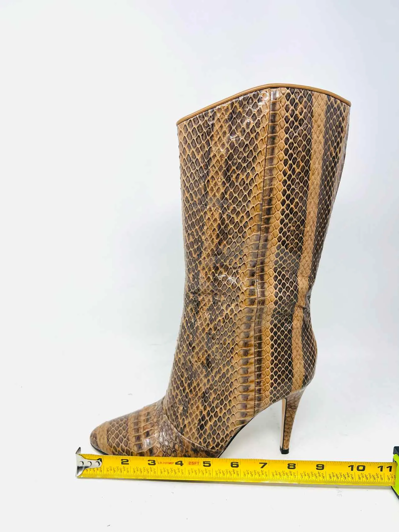 Tamara Mellon Size 6 Caramel/Black Snake Skin Leather Designer Boots