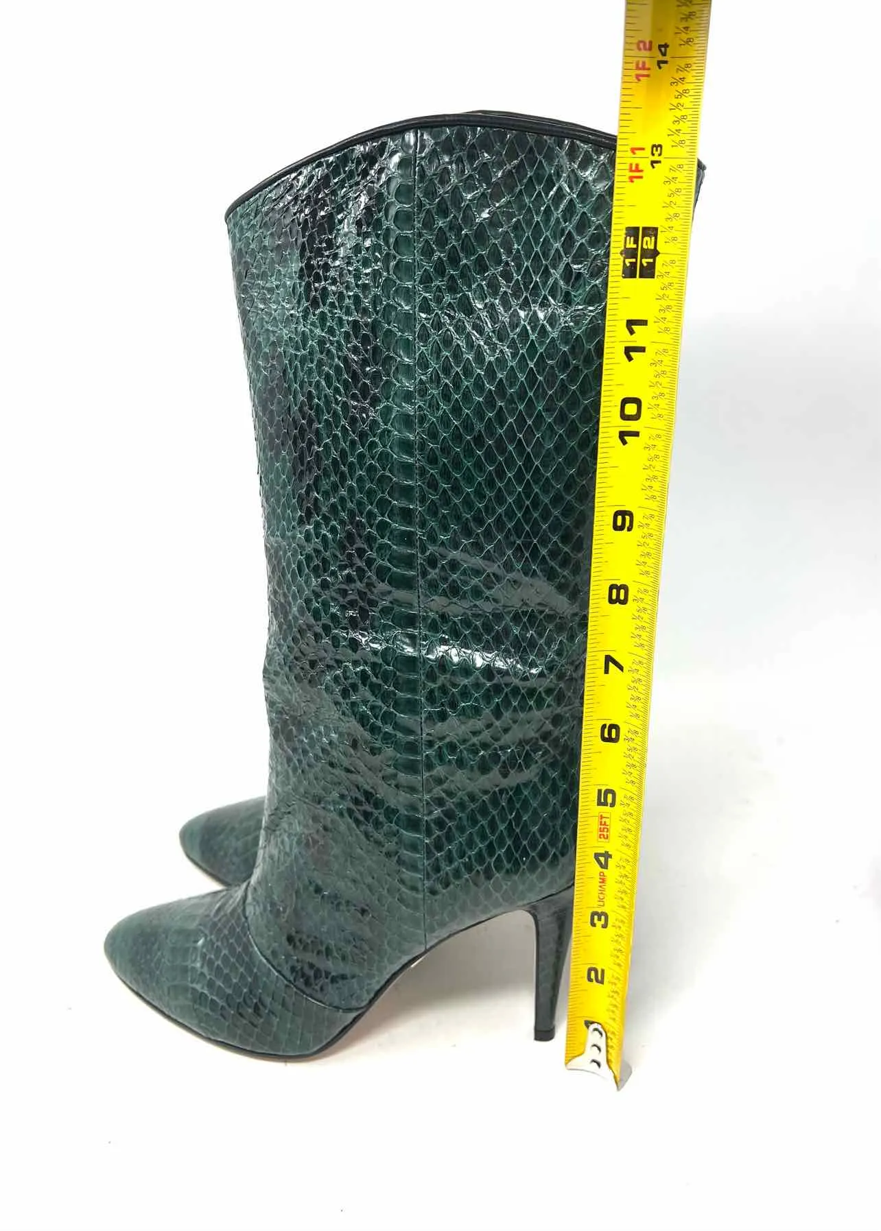 Tamara Mellon Size 6 Green/Black Snake Skin Leather W/ DUST BAG Designer Boots