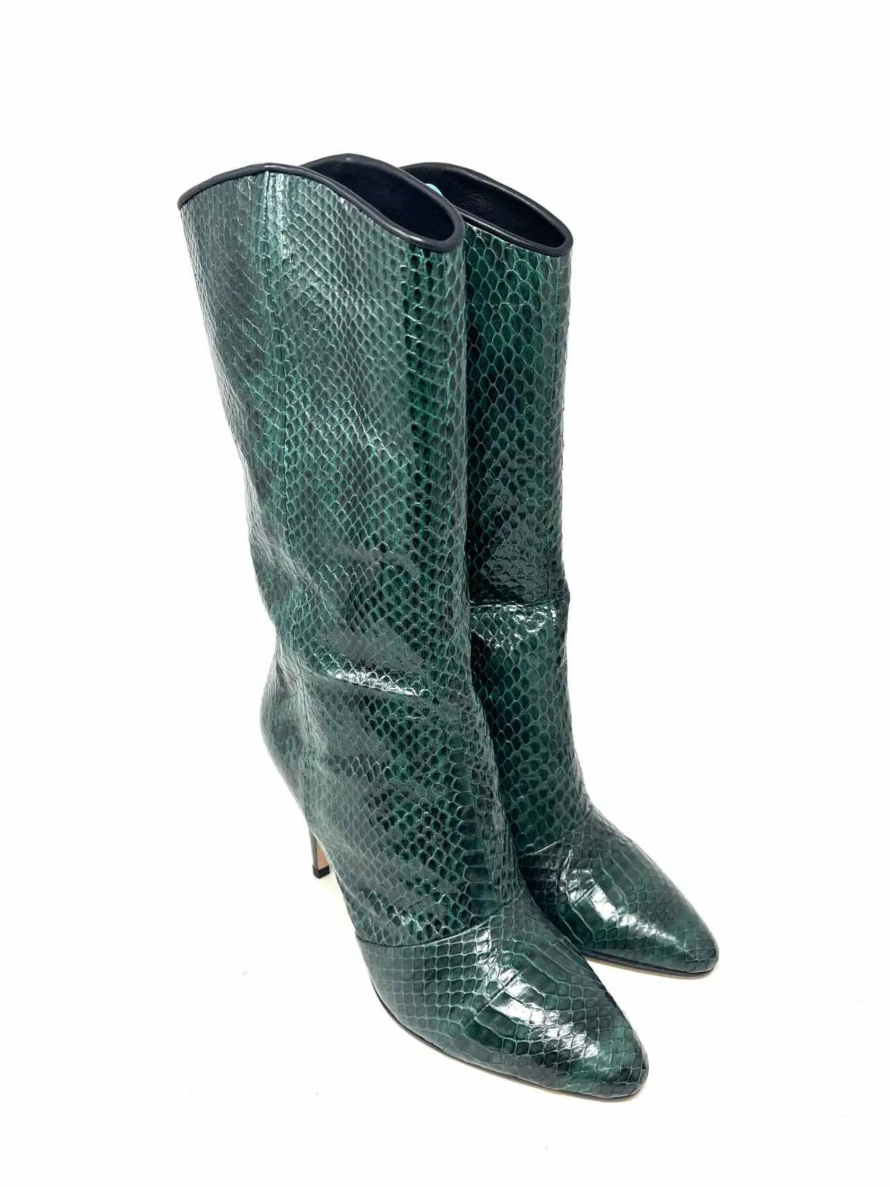 Tamara Mellon Size 6 Green/Black Snake Skin Leather W/ DUST BAG Designer Boots