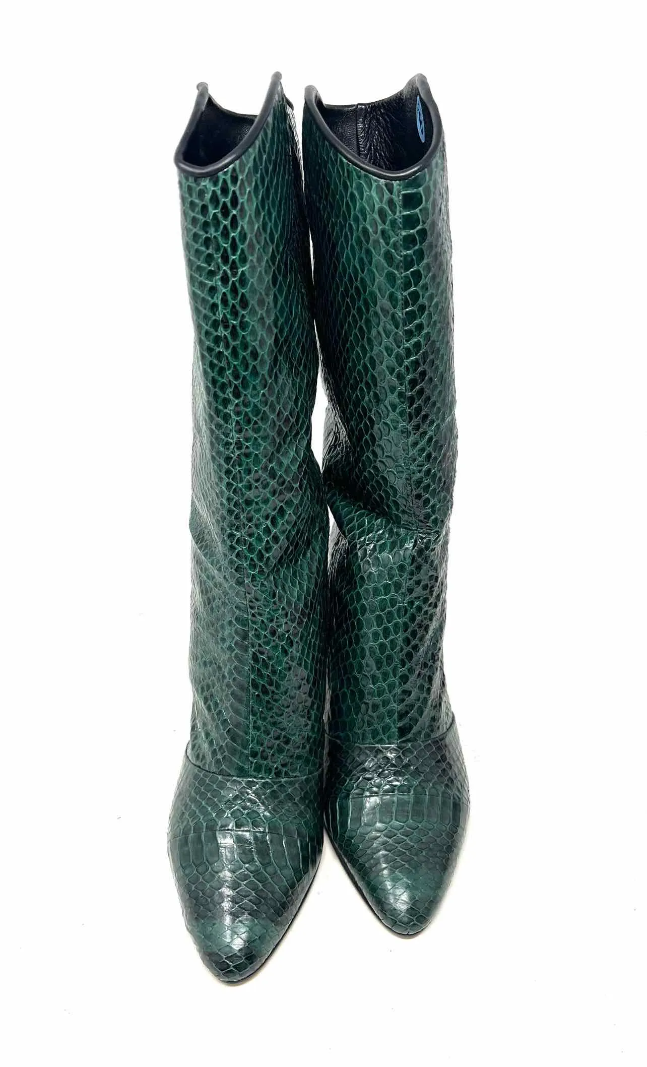 Tamara Mellon Size 6 Green/Black Snake Skin Leather W/ DUST BAG Designer Boots