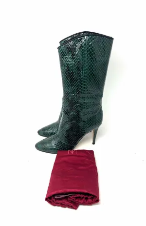 Tamara Mellon Size 6 Green/Black Snake Skin Leather W/ DUST BAG Designer Boots