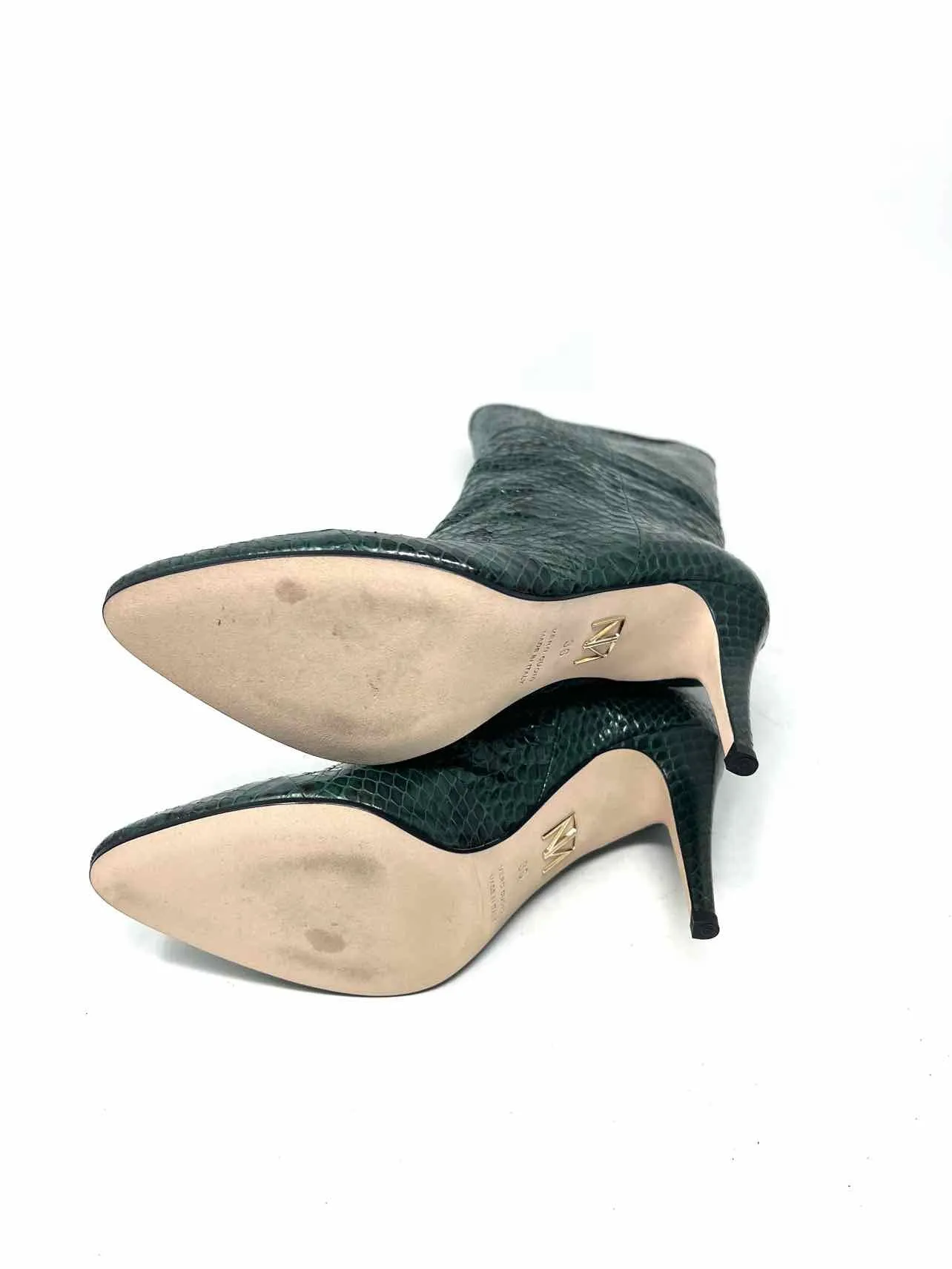 Tamara Mellon Size 6 Green/Black Snake Skin Leather W/ DUST BAG Designer Boots