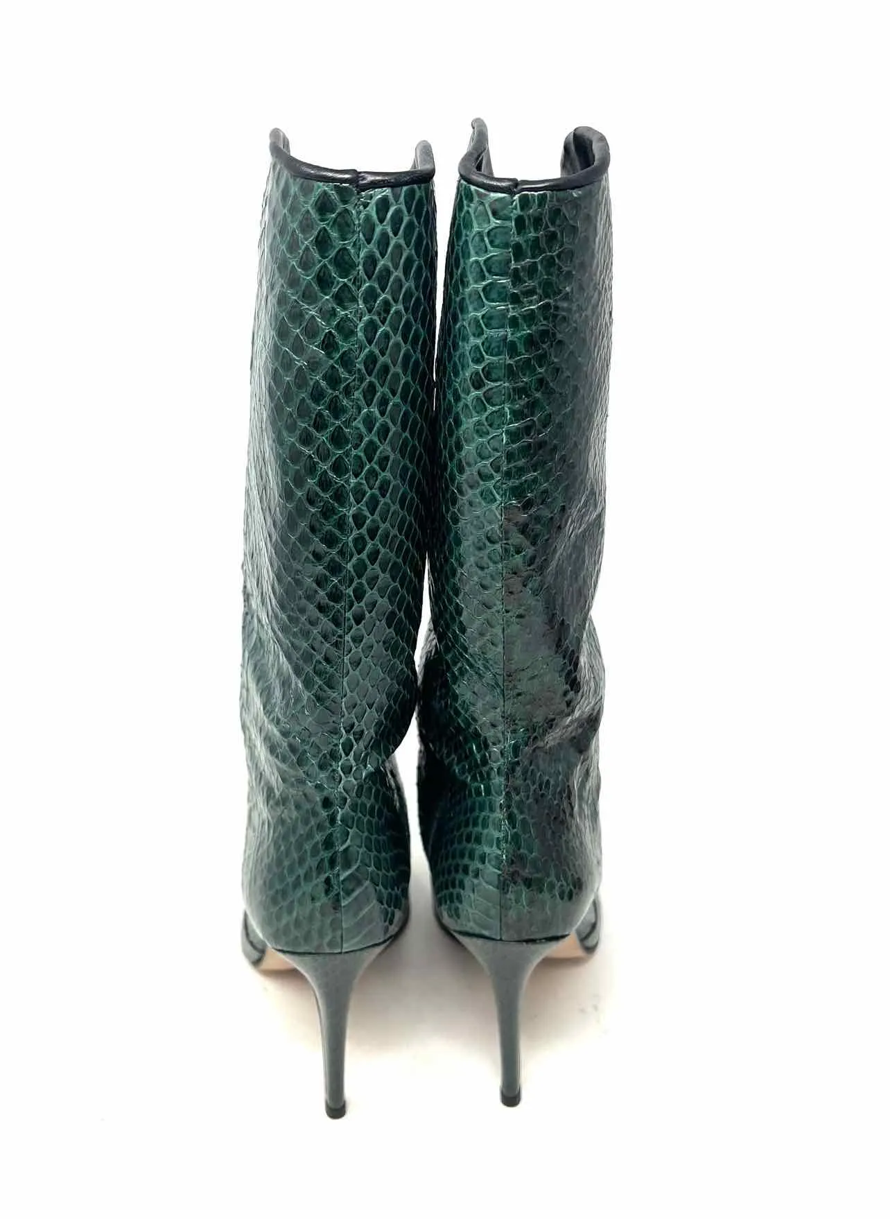 Tamara Mellon Size 6 Green/Black Snake Skin Leather W/ DUST BAG Designer Boots