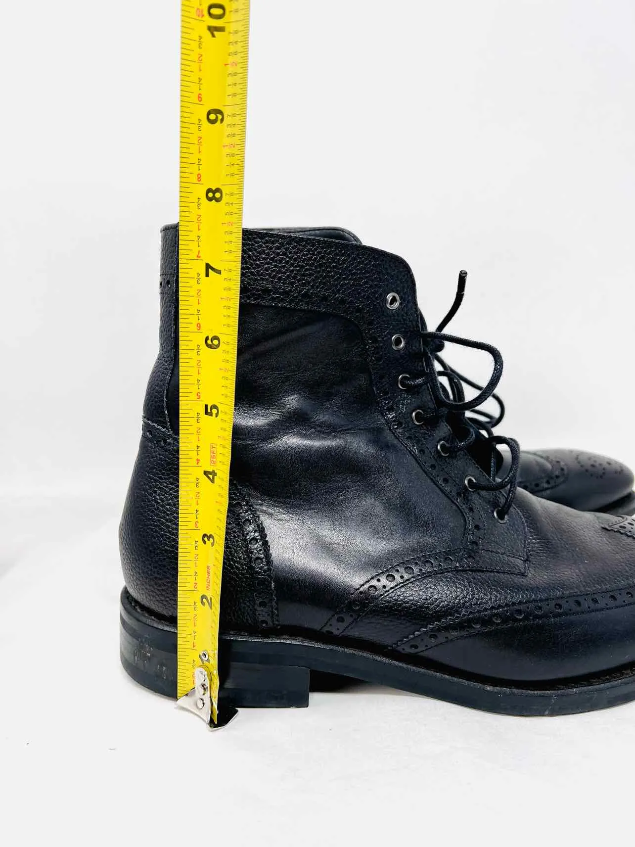 Thursday Size 9.5 Black Lace-Up Leather Men's Shoes Boots