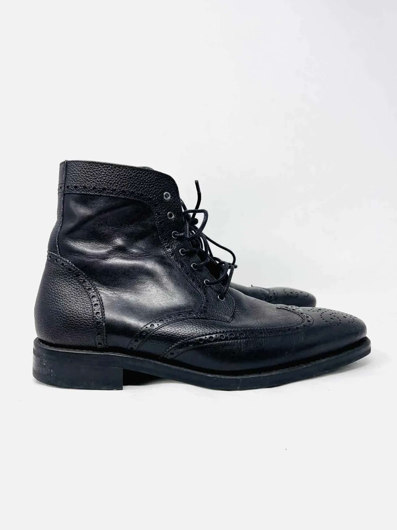 Thursday Size 9.5 Black Lace-Up Leather Men's Shoes Boots