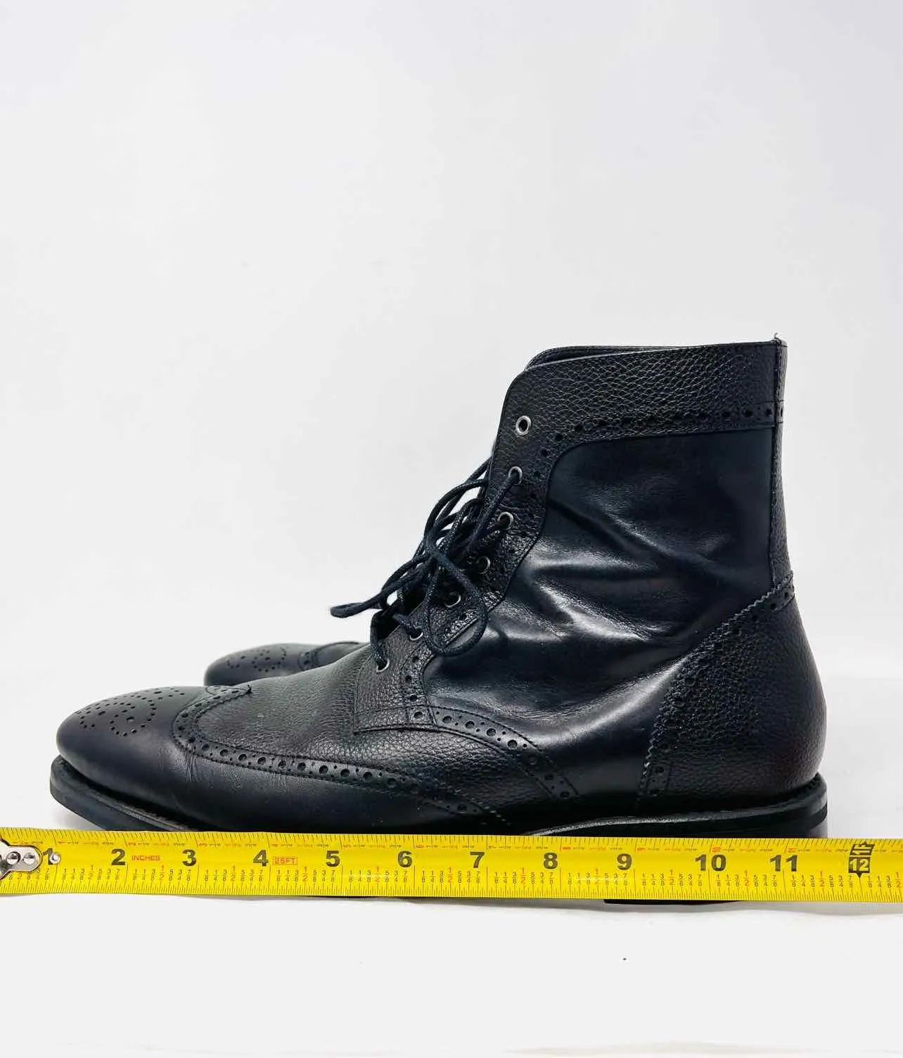 Thursday Size 9.5 Black Lace-Up Leather Men's Shoes Boots