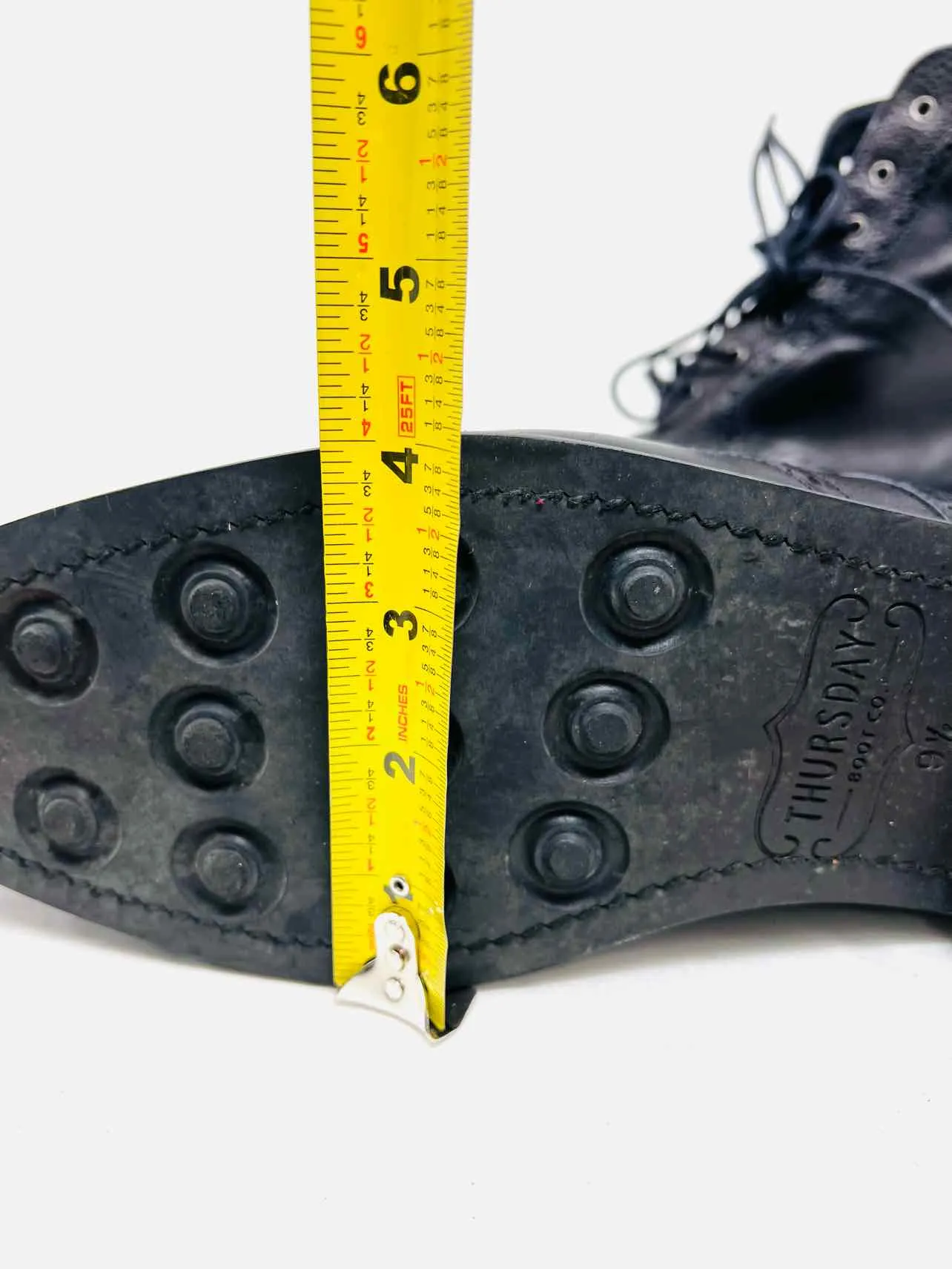 Thursday Size 9.5 Black Lace-Up Leather Men's Shoes Boots