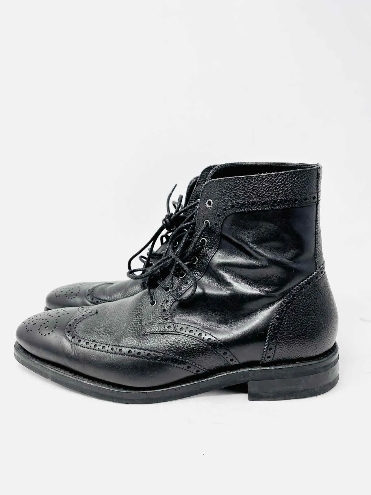 Thursday Size 9.5 Black Lace-Up Leather Men's Shoes Boots