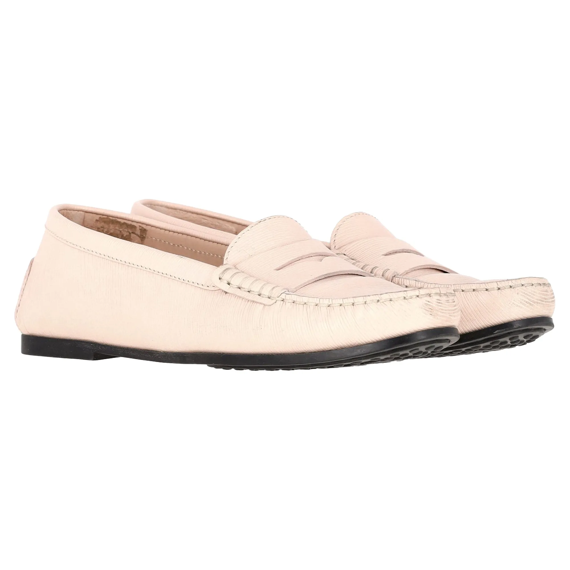 Tod's City Gommino Driving Shoes in Pastel Pink Leather