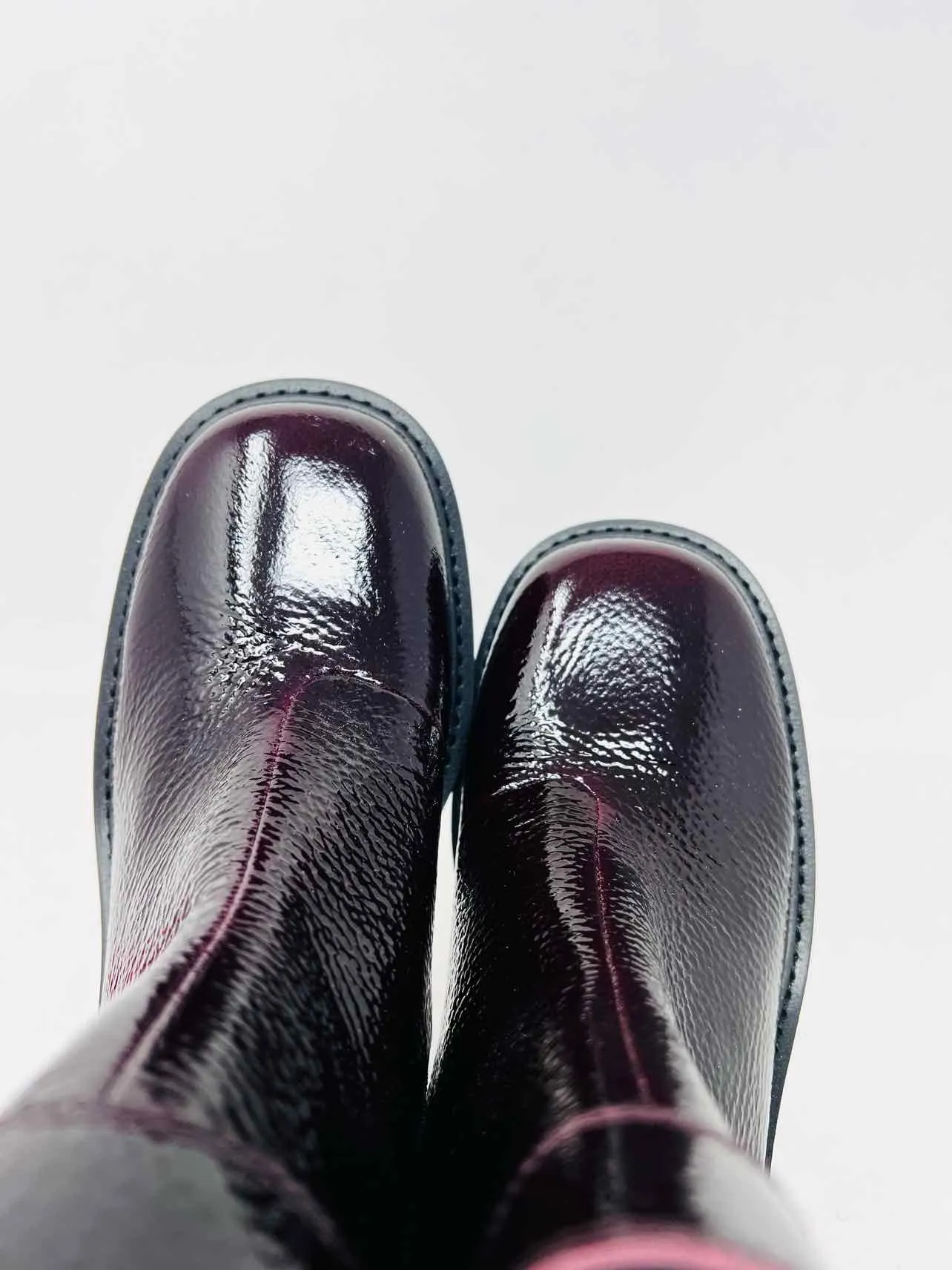 Vince Camuto Size 8 Oxblood/Gold Buckle(s) Patent Leather Shoes Boots