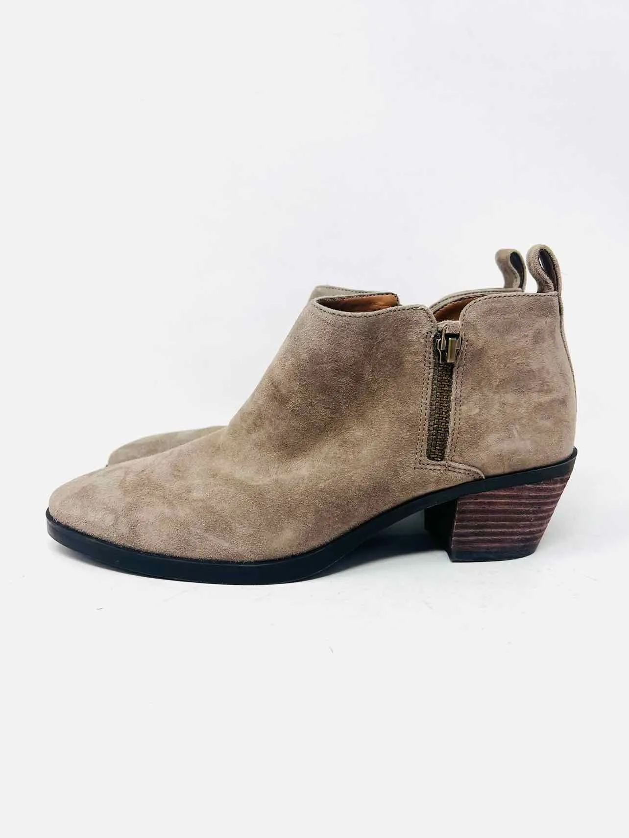 Vionic Size 8 Taupe Zipper Suede Shoes Ankle Boots