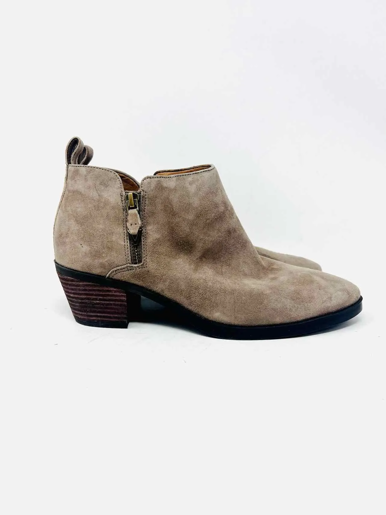 Vionic Size 8 Taupe Zipper Suede Shoes Ankle Boots