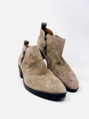 Vionic Size 8 Taupe Zipper Suede Shoes Ankle Boots