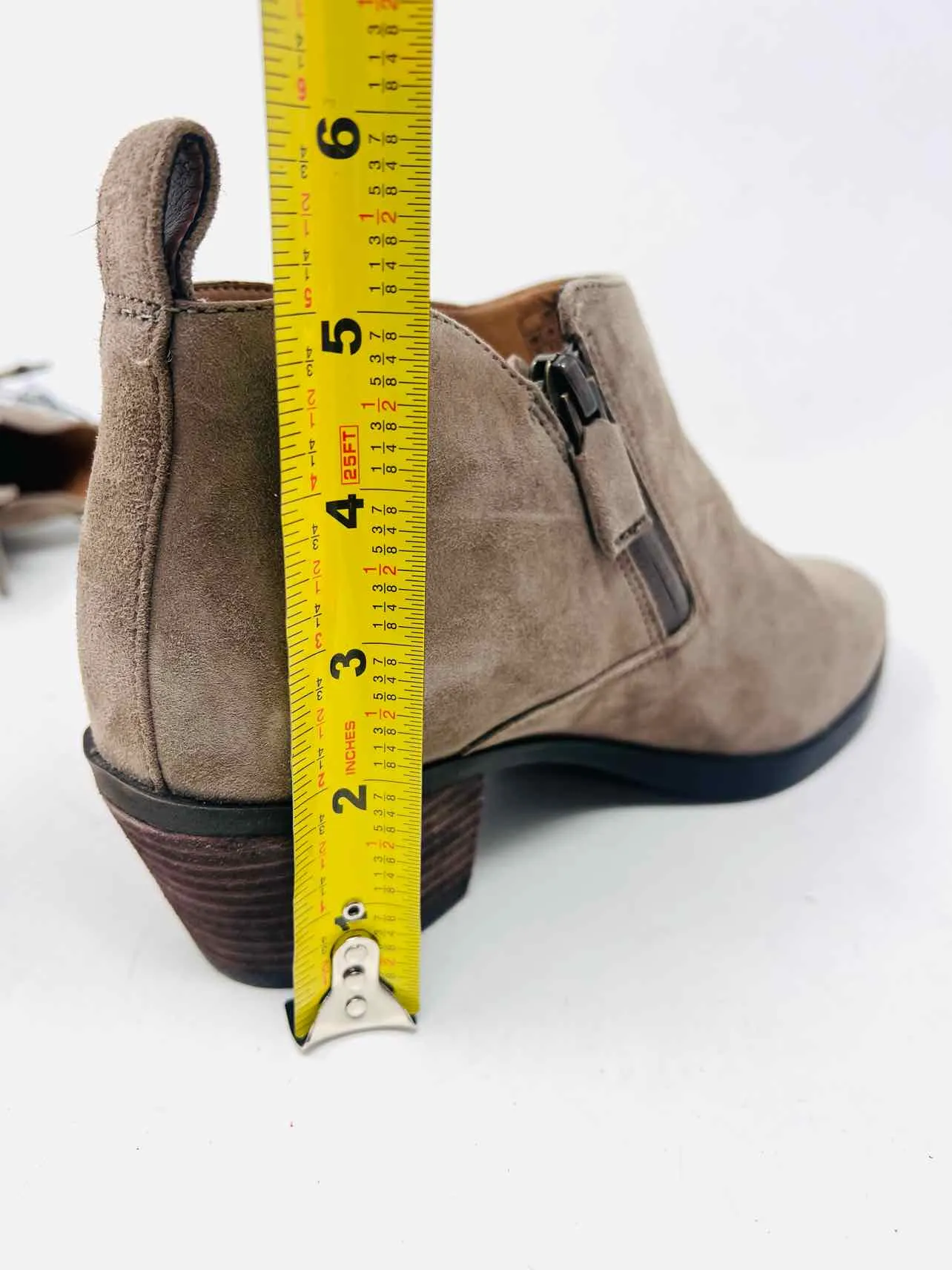 Vionic Size 8 Taupe Zipper Suede Shoes Ankle Boots