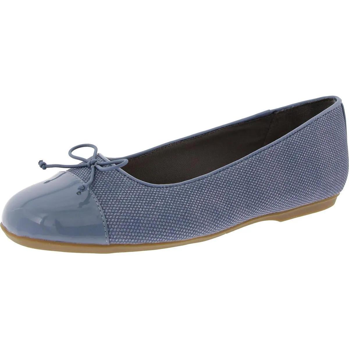 Wexley Bow Womens Faux Leather Slip-On Ballet Flats