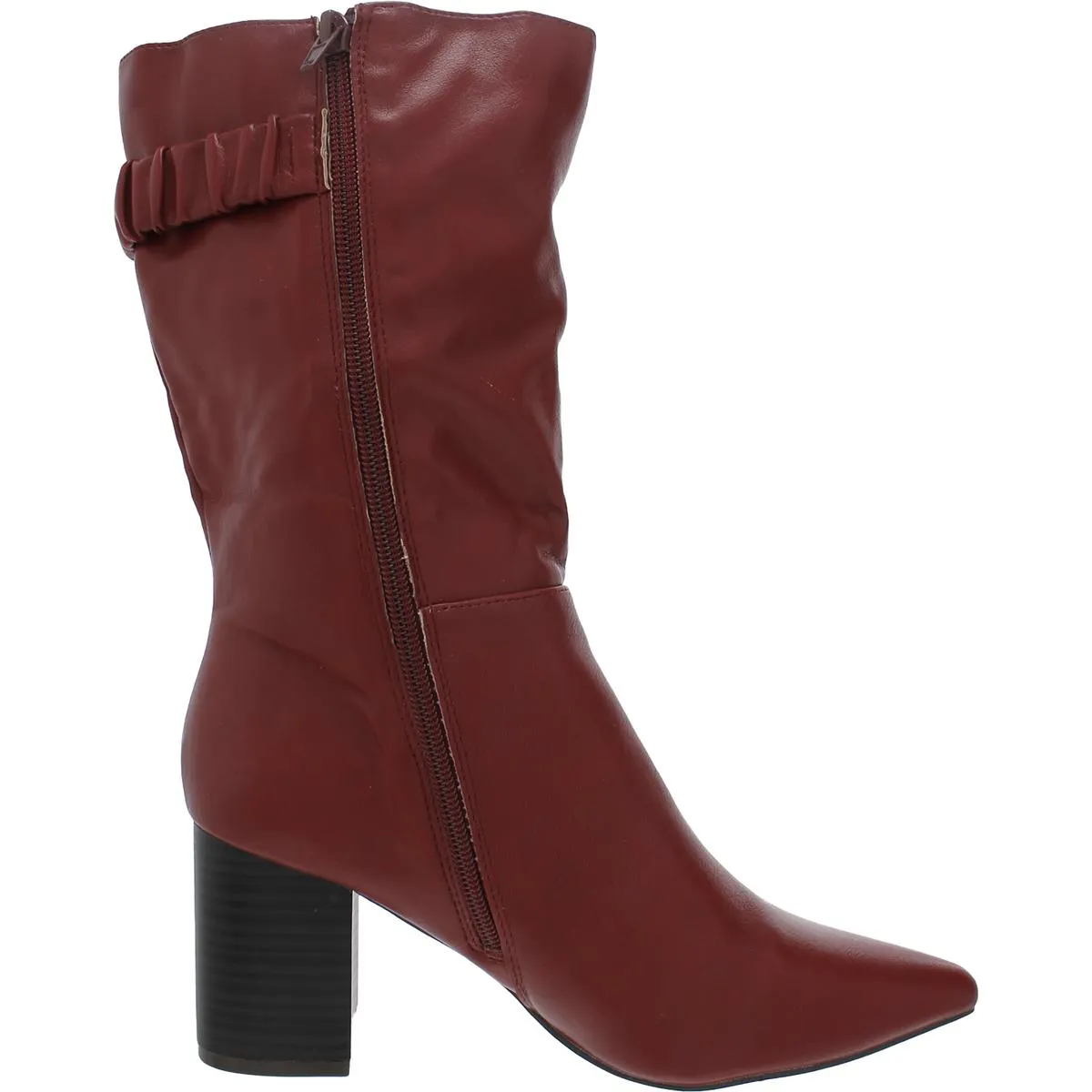 WILO Womens Faux Leather Pointed Toe Mid-Calf Boots