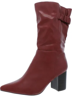 WILO Womens Faux Leather Pointed Toe Mid-Calf Boots