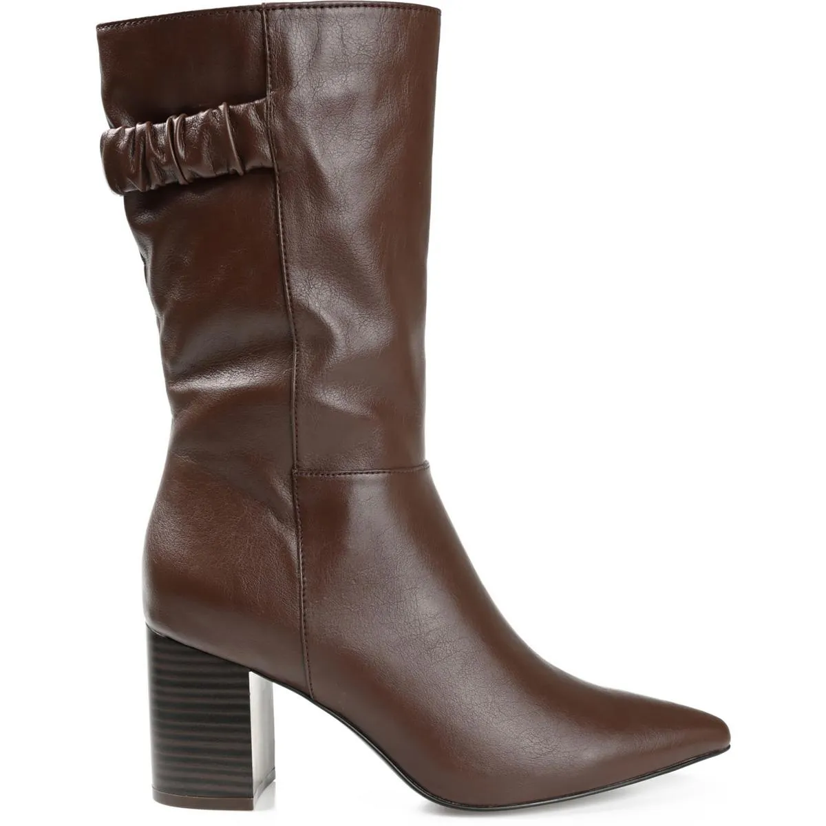WILO Womens Faux Leather Pointed Toe Mid-Calf Boots
