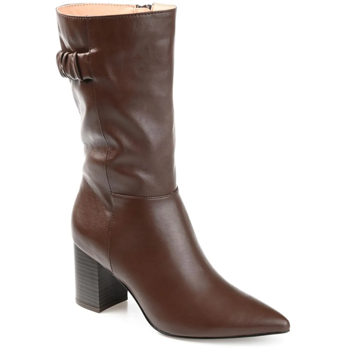 WILO Womens Faux Leather Pointed Toe Mid-Calf Boots