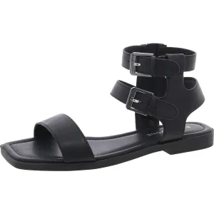 Womens Buckle Faux Leather Ankle Strap