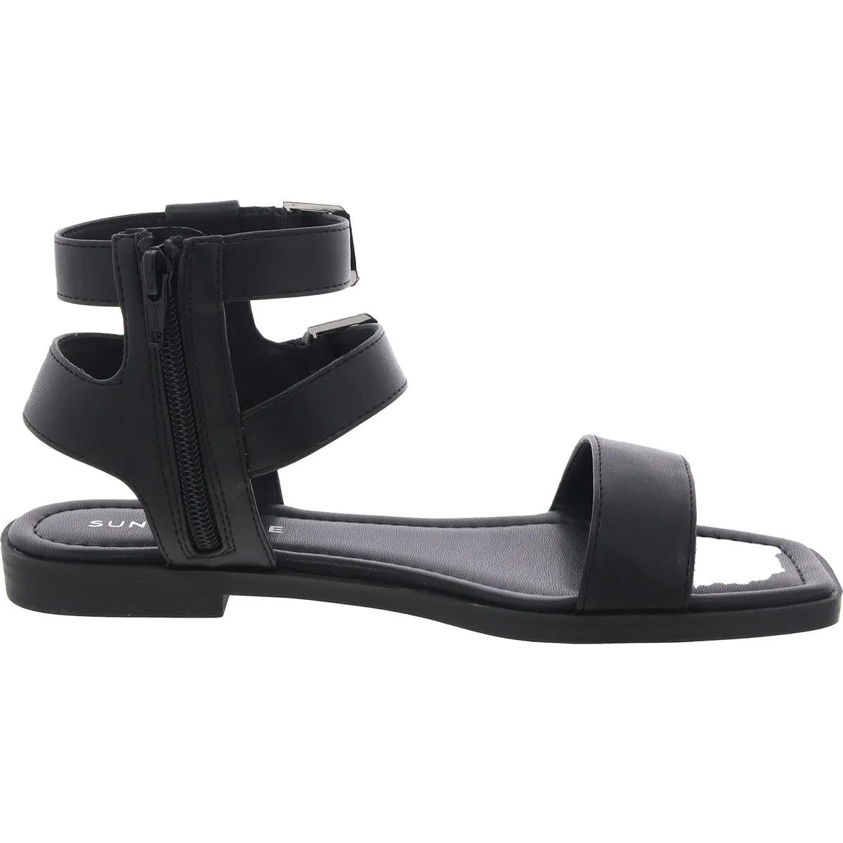 Womens Buckle Faux Leather Ankle Strap