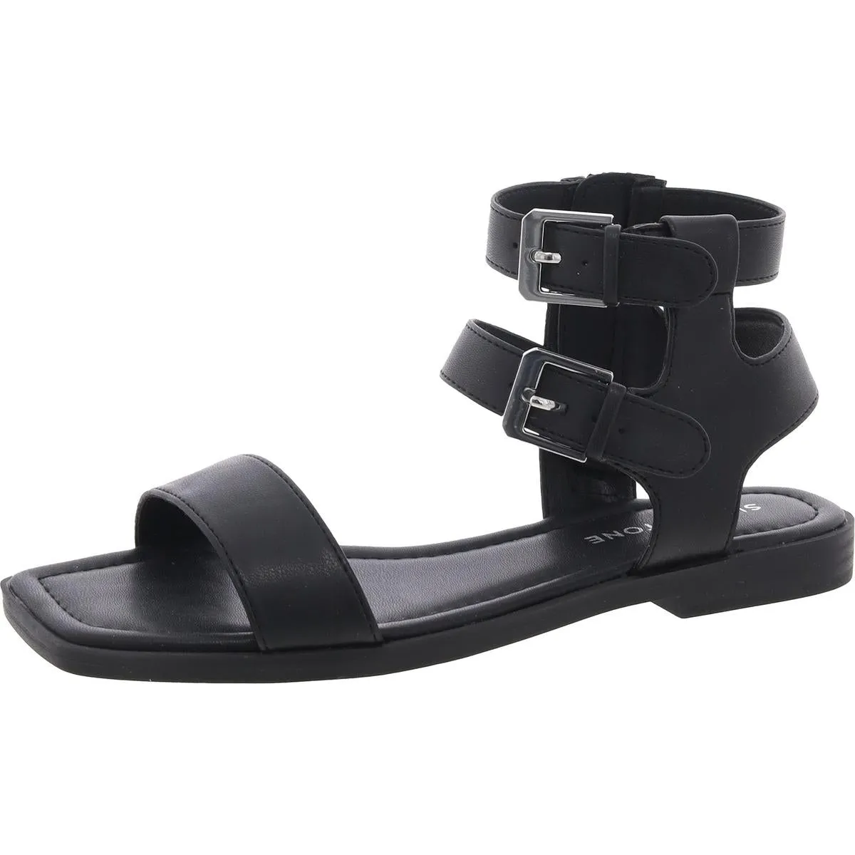 Womens Buckle Faux Leather Ankle Strap