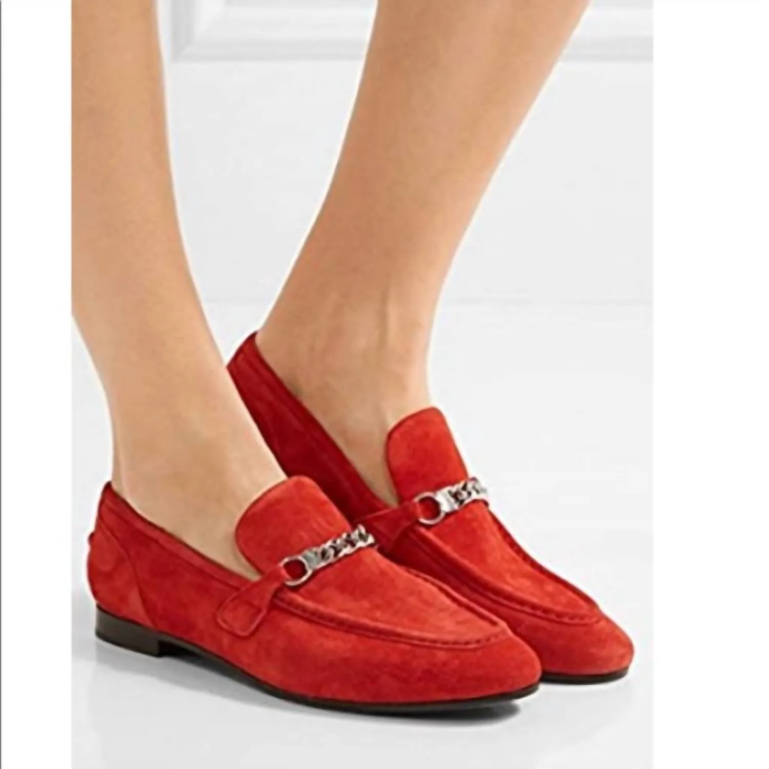 Women's Cooper Suede Loafer Shoes In Red