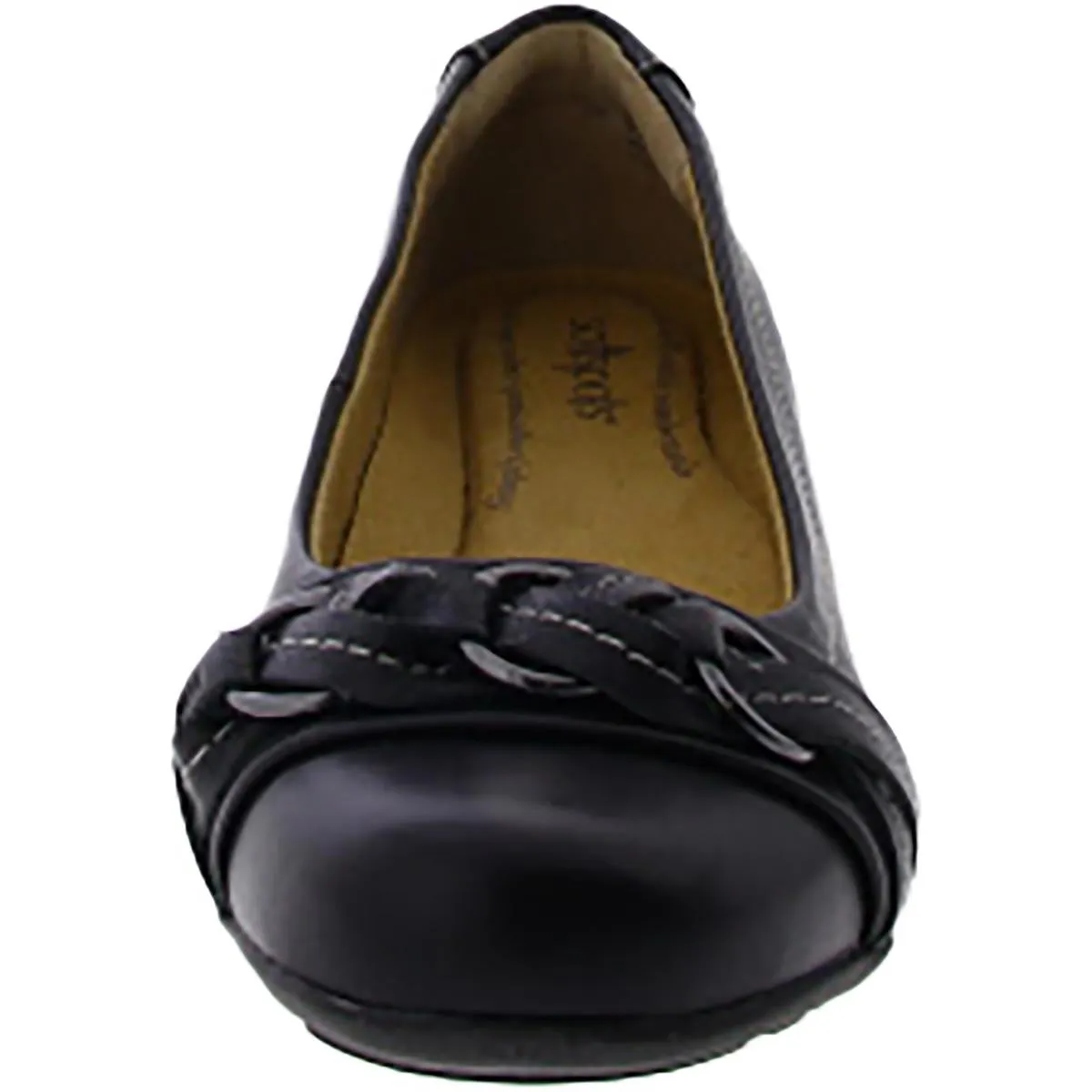 Womens Leather Embellished Ballet Flats