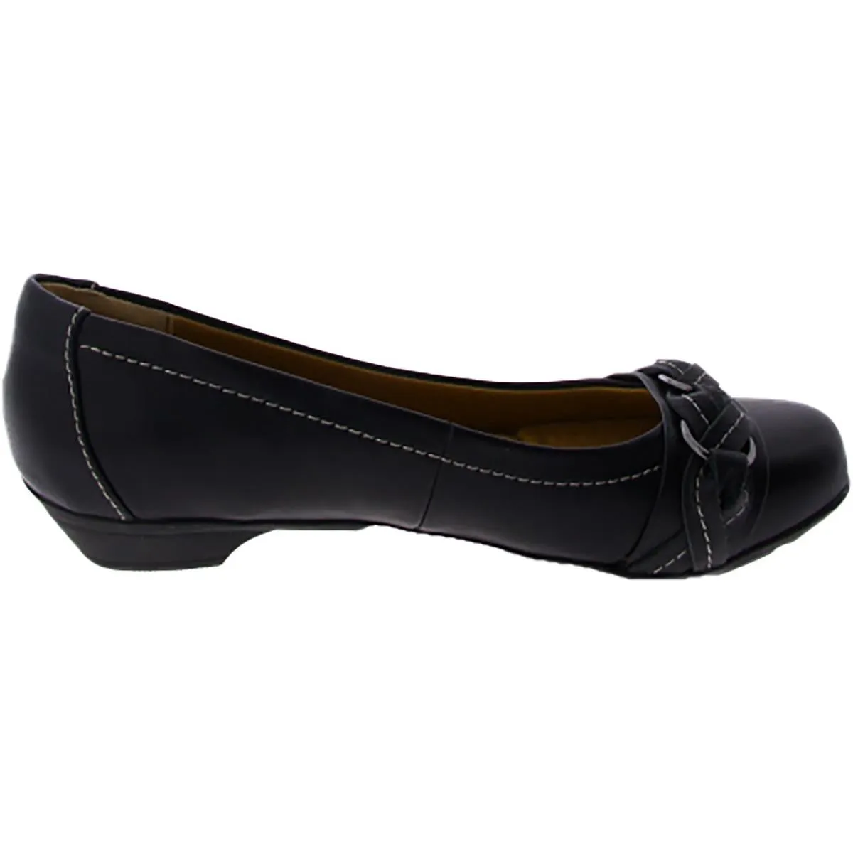 Womens Leather Embellished Ballet Flats