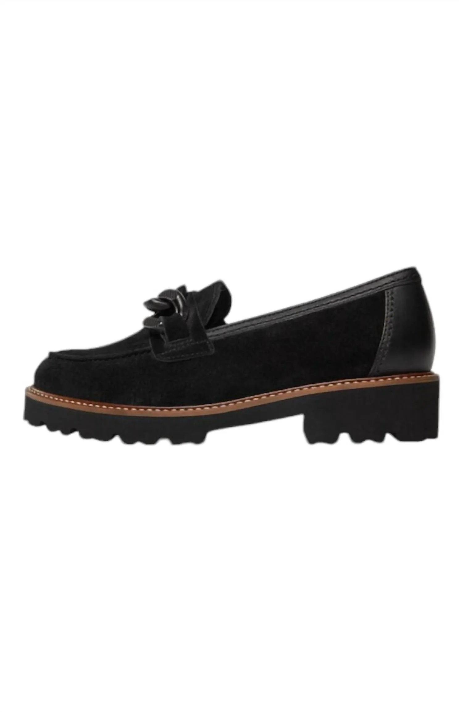 Women's Lug Sole Loafers In Black Velour
