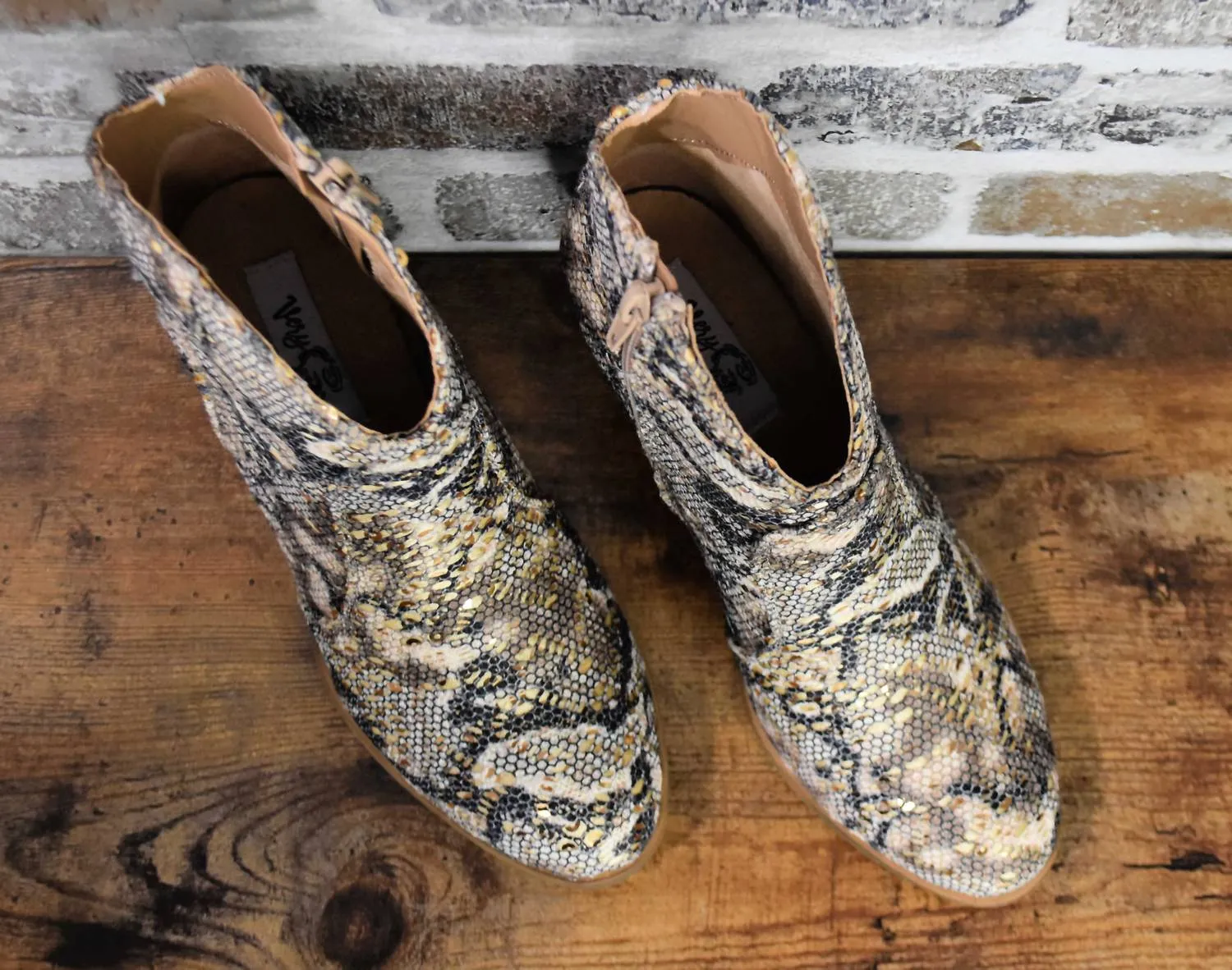 Women's Sprinkle Bling Booties In Snake Skin