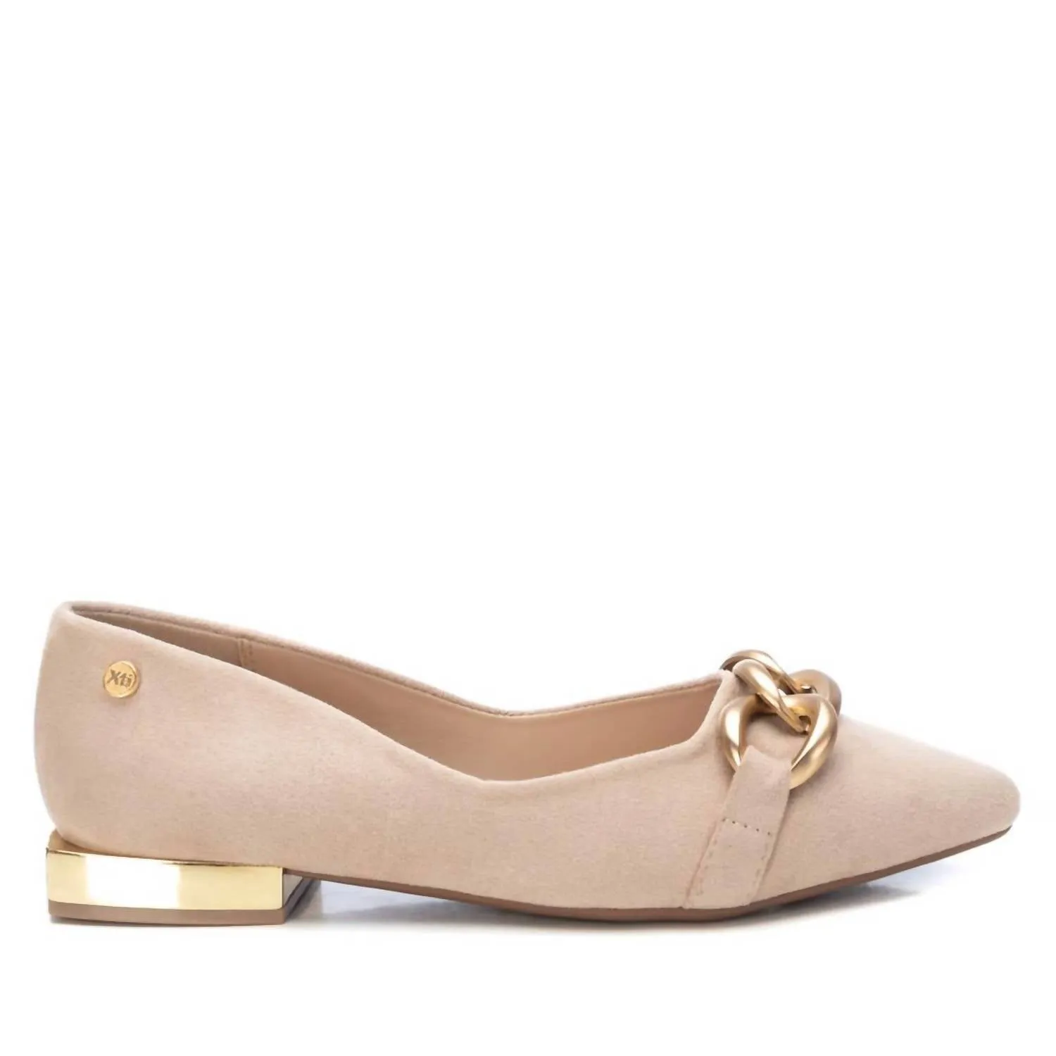 Women's Suede Ballet Flats Shoes In Beige