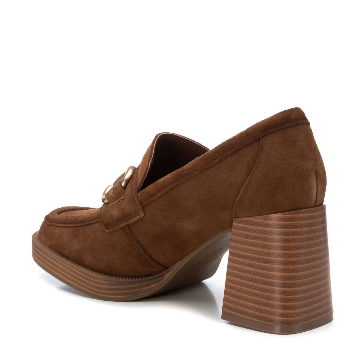 Women's Suede Heeled Loafers In Taupe