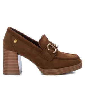 Women's Suede Heeled Loafers In Taupe
