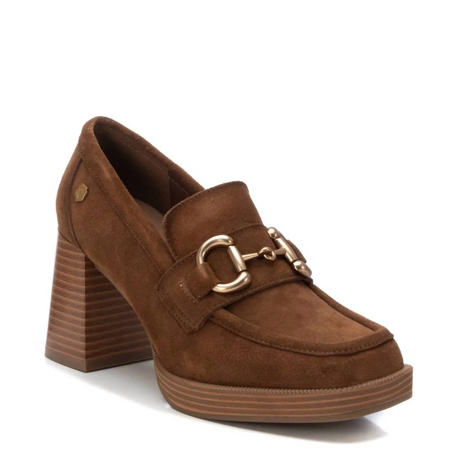 Women's Suede Heeled Loafers In Taupe